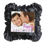 Black Square Frill Cushion With Personalized Photo